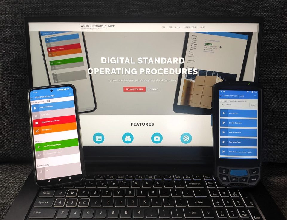 Digital SOPs on a laptop, tablet and smartphone